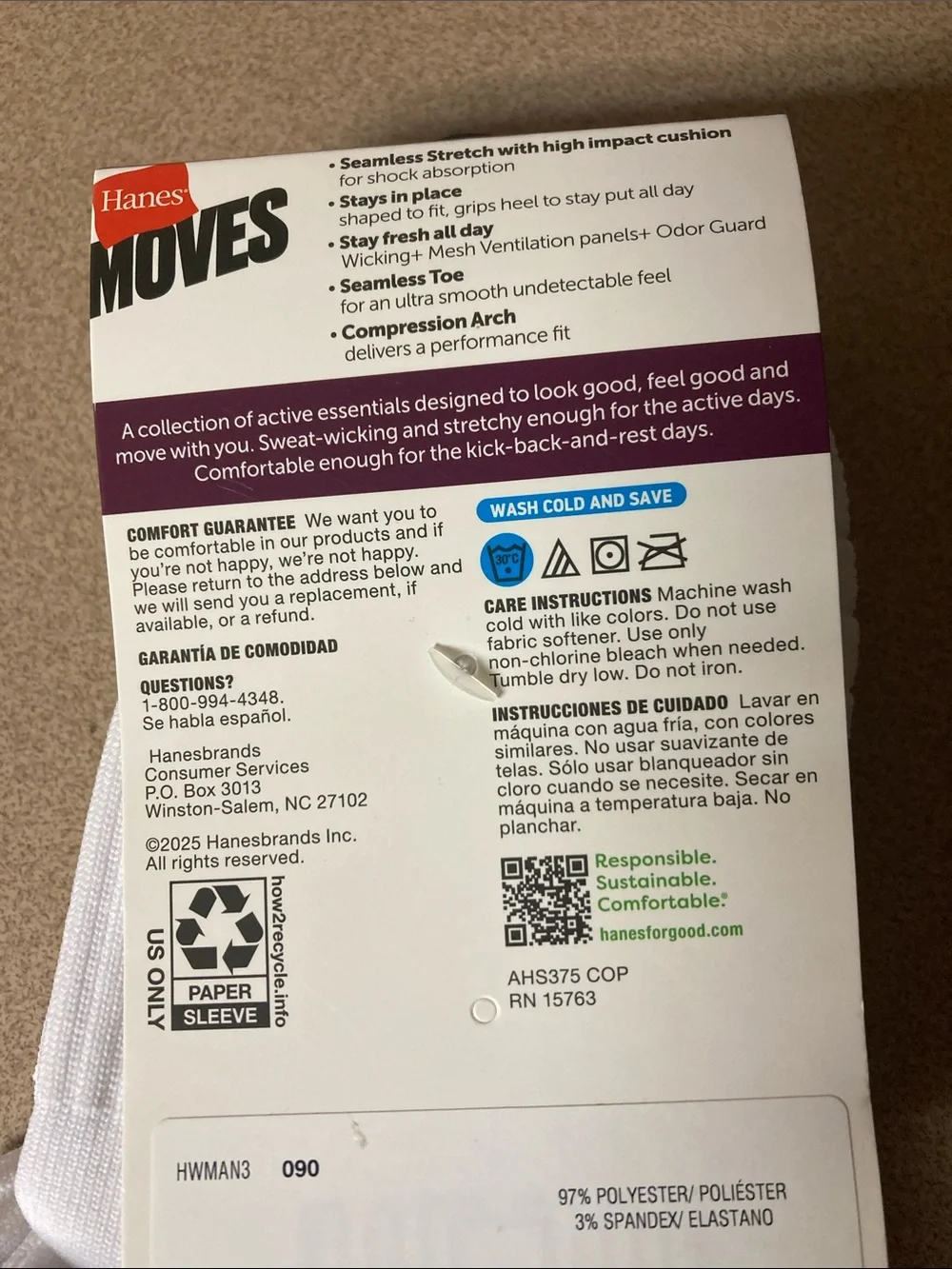 Hanes Moves Impact Zone No-Show Socks - White